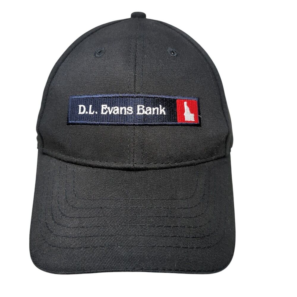D.L. Evans Bank Strapback Hat Black OSFA Adjustable Embroidered 6 Panel